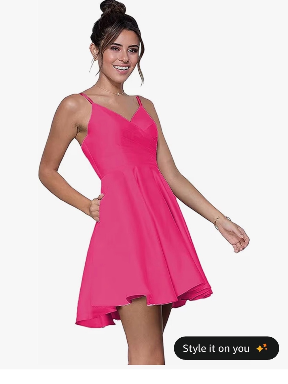 Women's Pink V-Neck A-Line Spaghetti Strap Dress Size 2 NWT